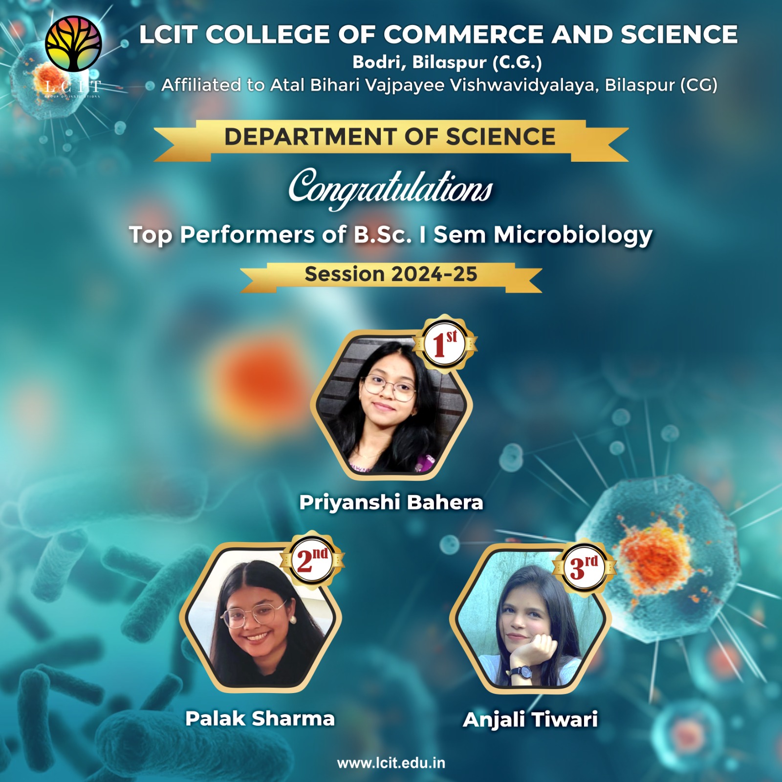 Top Performers of B.sc. Micro Biology I Semester